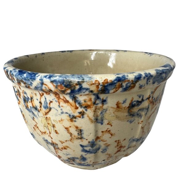 Redwing Other - Redwing Spongeware Stoneware Bowl 6 inch Paneled Speckled  6" Crock Vintage F